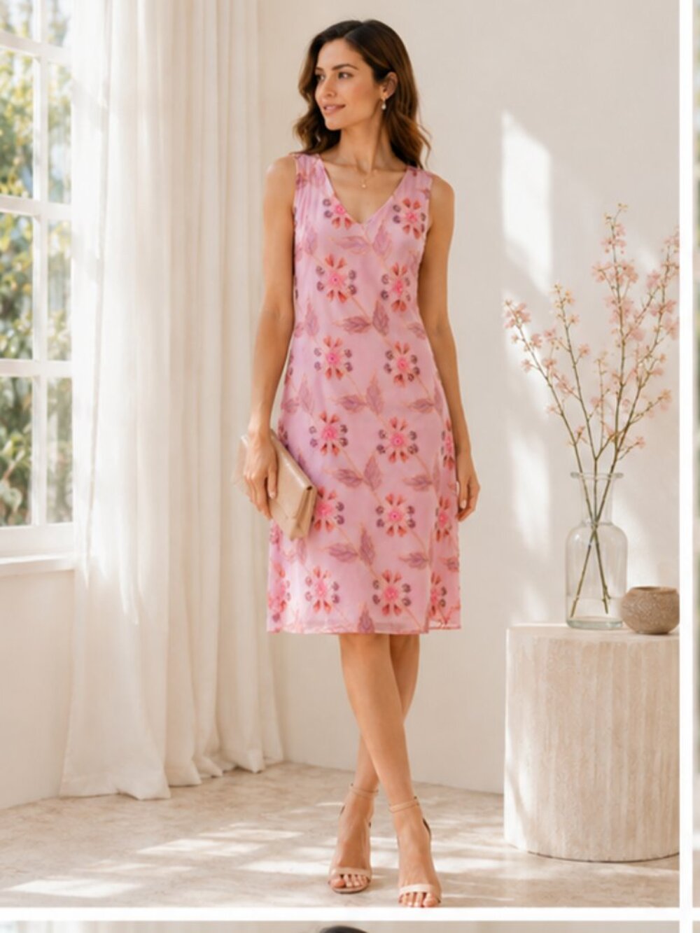 Tessuto 100% Silk Embroidered Floral Dress